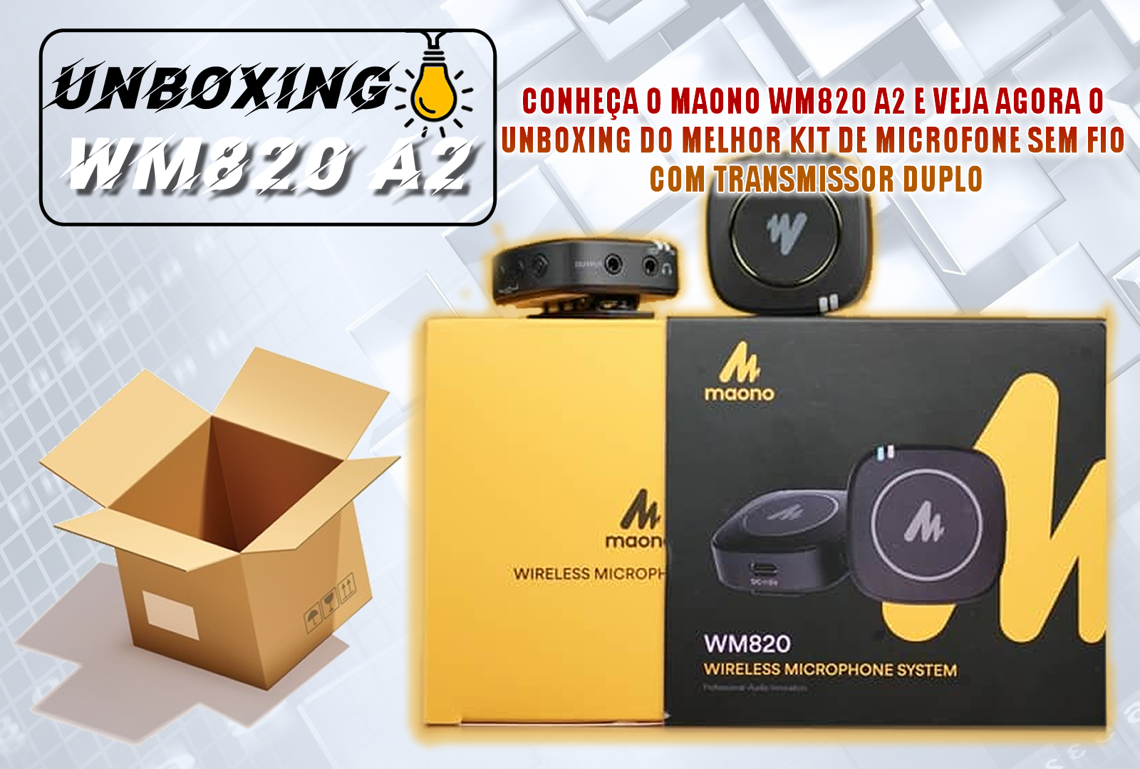 CONHEÇA O MAONO WM820 A2 E VEJA AGORA O UNBOXING DO MELHOR KIT DE MICROFONE SEM FIO COM TRANSMISSOR DUPLO